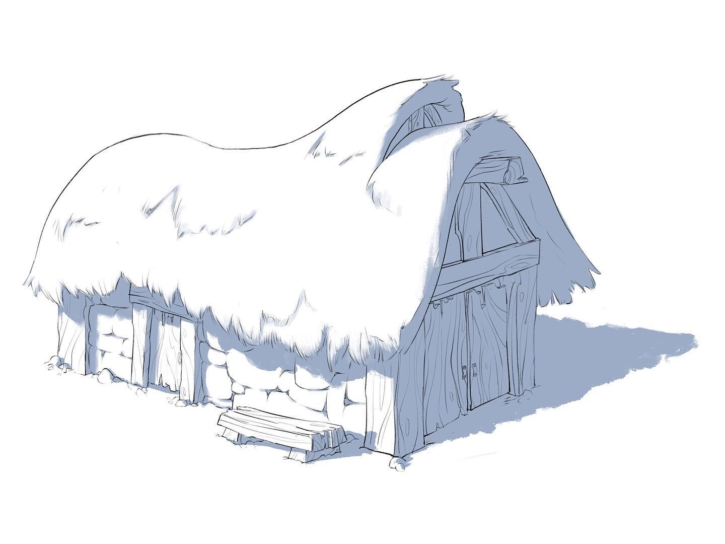 Sketches of a thatched house